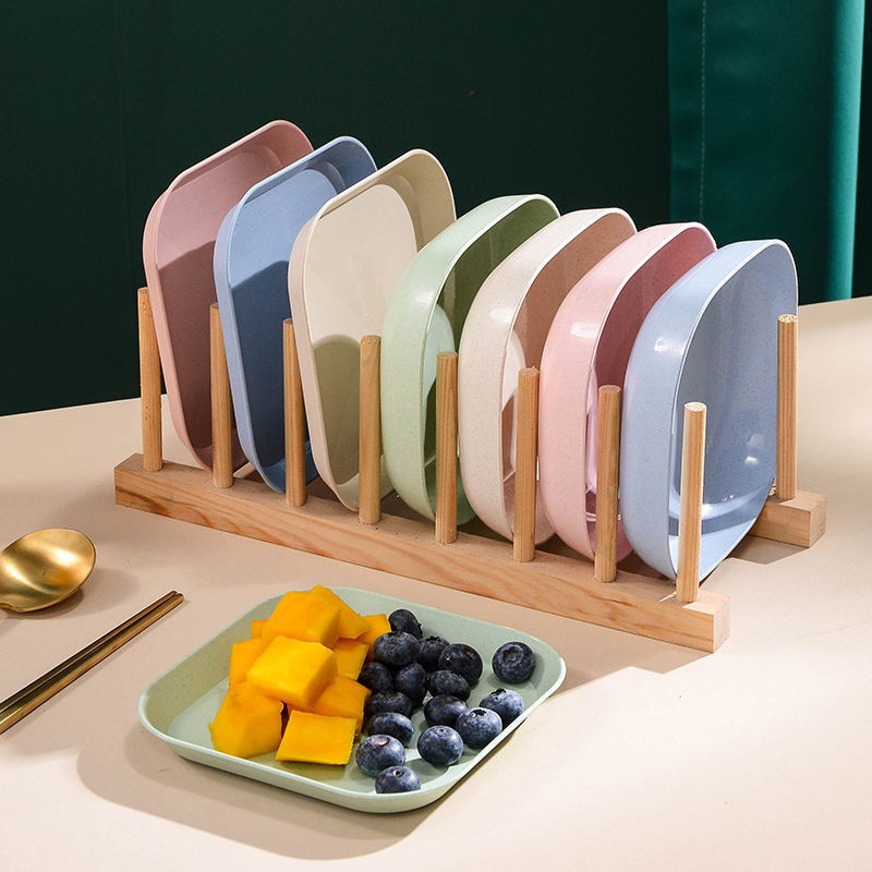 Đĩa vuông nhựa lúa mạch an toàn sức khỏe - MÀU HỒNG