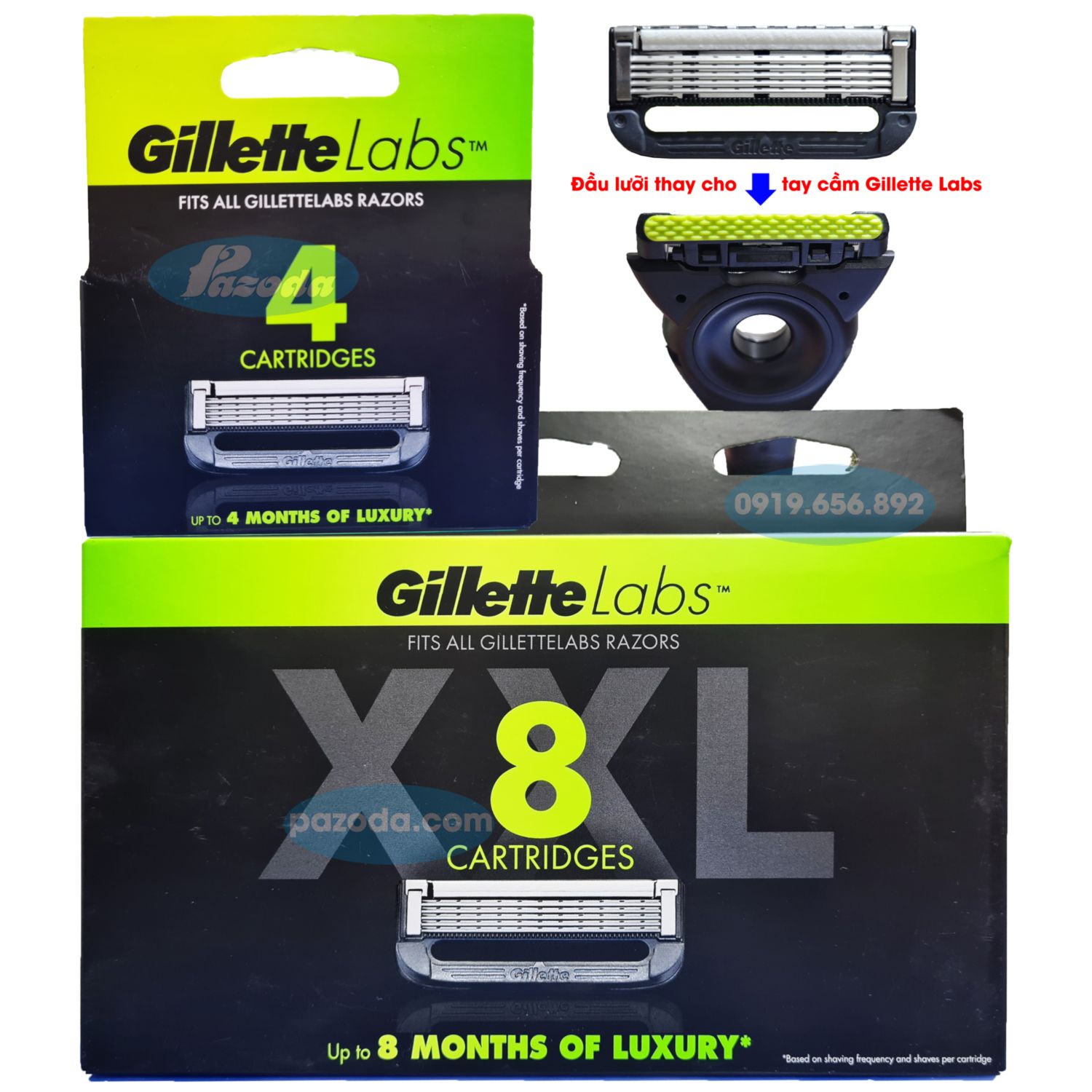 Hộp lưỡi dao cạo râu Gillette Labs (đầu cạo 5 lưỡi cao cấp - không bao gồm tay cầm)