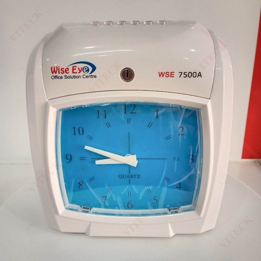 Máy Chấm Công Thẻ Giấy WISE EYE WSE-7500A (Có pin sạc dự phòng) - Tặng 2 xấp Giấy Chấm Công (1 xấp 100 thẻ )