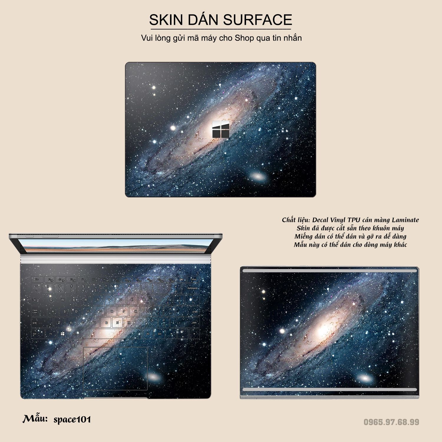 Decal Skin dán Surface Pro / Laptop / Go / Book mẫu không gian