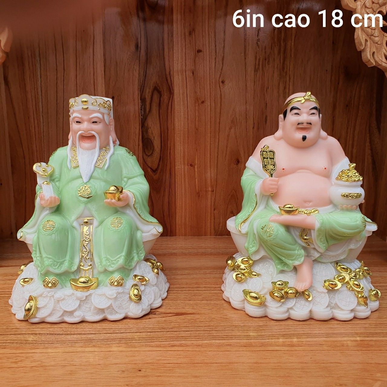 Cặp thần tài ông địa đá 6in cao cấp cao 18 cm mẫu mới rất đẹp