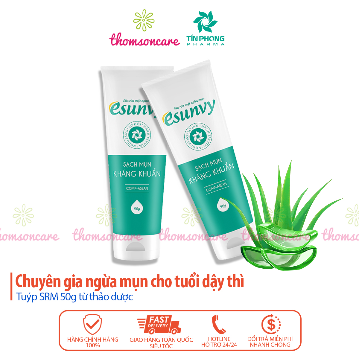 Sữa rửa mặt sạch mụn - Esunvy từ thảo dược ngăn ngừa mụn đầu đen mụn ẩn mụn bọc mụn cám da dầu