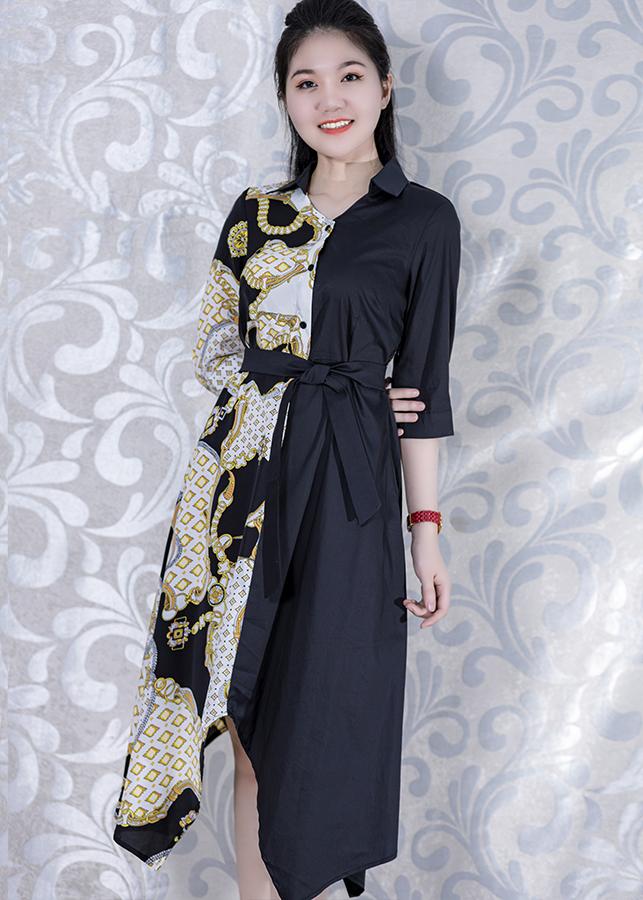 [HCM][ ShopPRO- Có Hình Thật] Đầm Suông In Họa Tiết Đầm Suông Kiểu Sơ Mi Đầm Suông Phối Ren Đầm Suông Thanh Lịch Đầm Sơ Mi Cao Cấp Cột Eo Phối Màu Họa Tiết 3135 3125