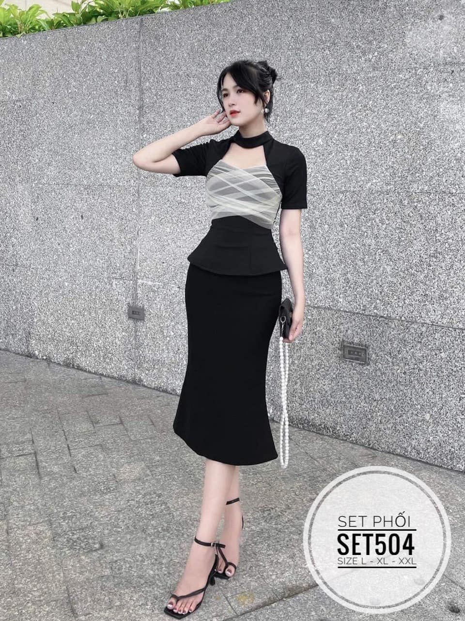 Bigsize Set váy phối dây nơ SET504 ( có ảnh thật)