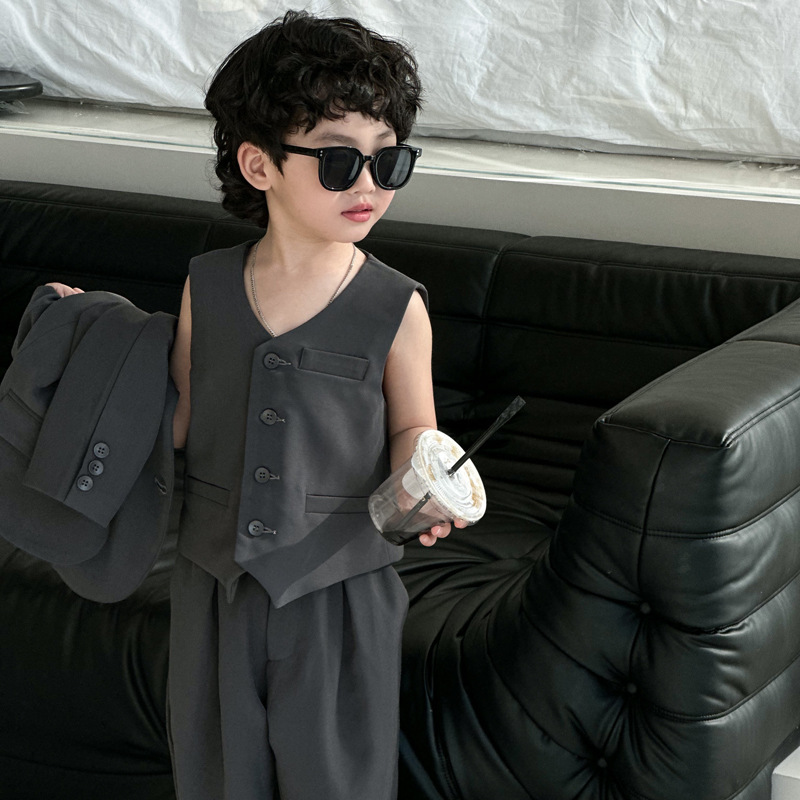 Bộ vest bé trai 2023 váy đẹp trai phong cách hàn quốc trẻ em nhiều màu mẫu mới xuân thu vest nhỏ áo vest trẻ em