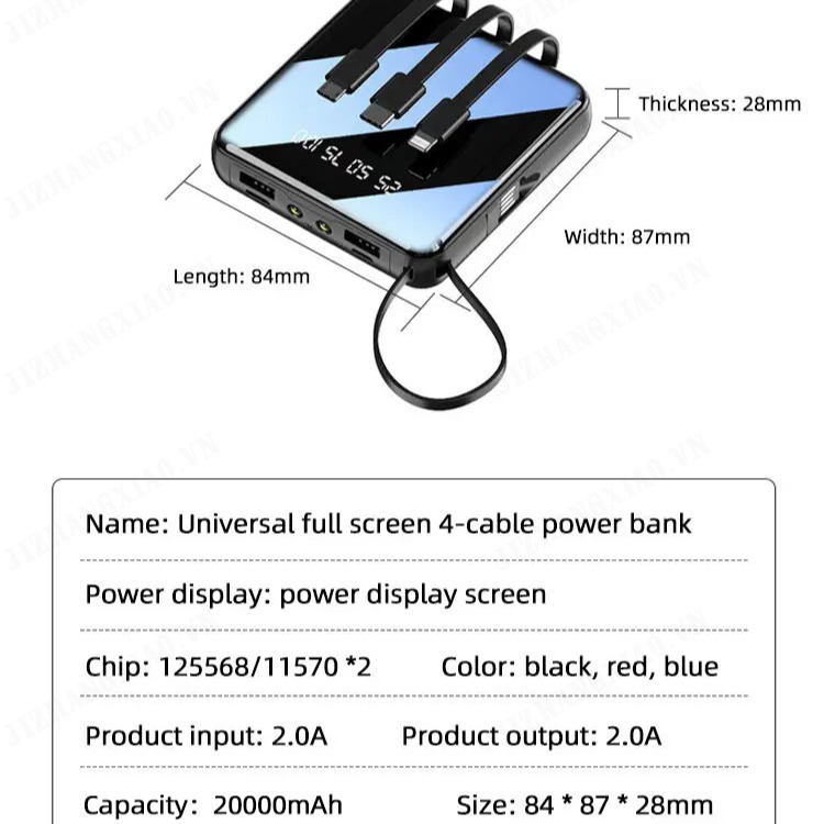4-cable 20000 mini power bank