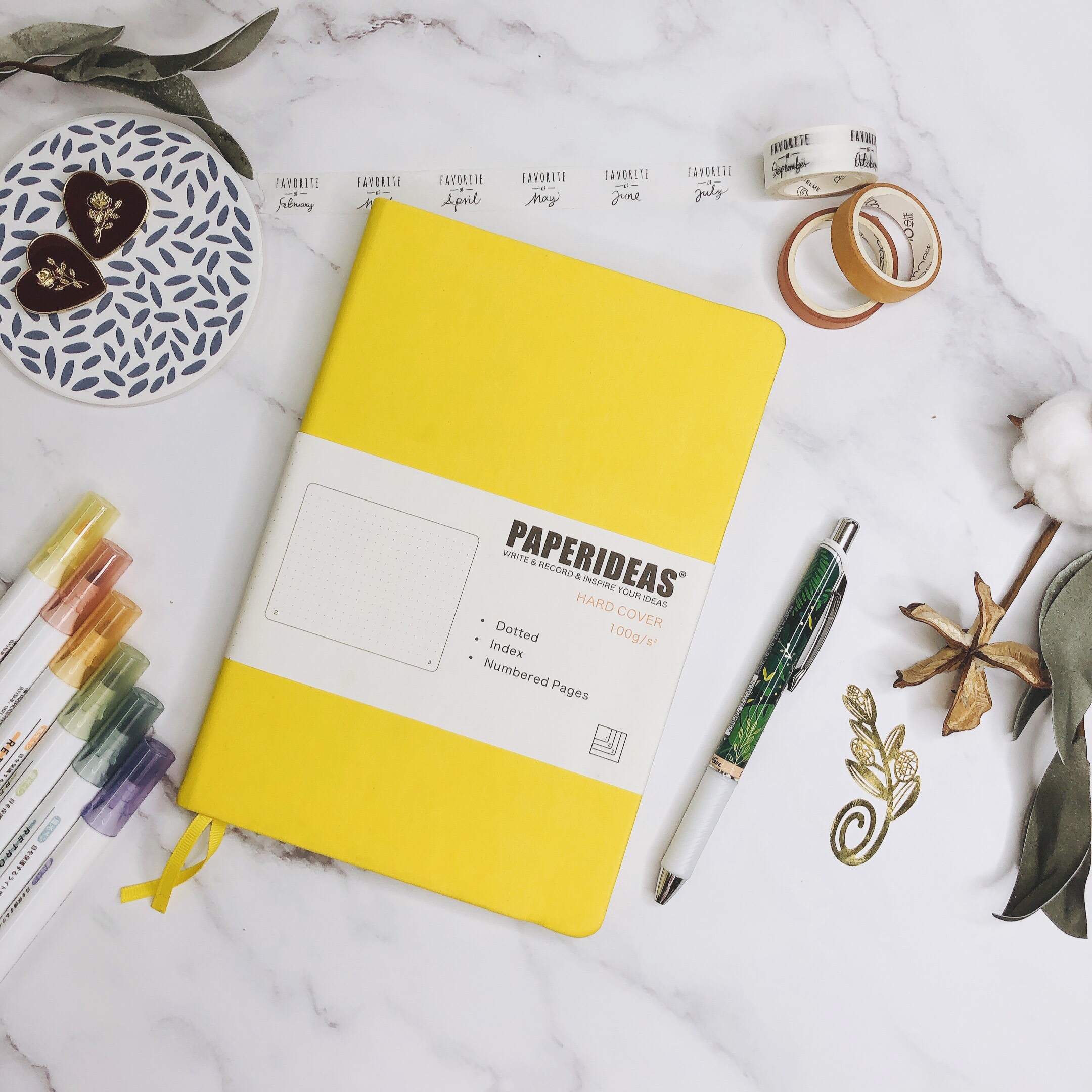 [Quà 0 đồng] Sổ Tay Paperideas A5 Bìa Da 9 màu Giấy Dot (9 màu bìa)