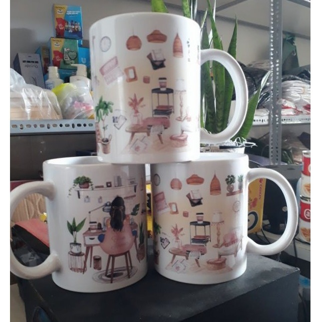 Combo 6 Ly Sứ Trụ in hình siêu đẹp 350ml