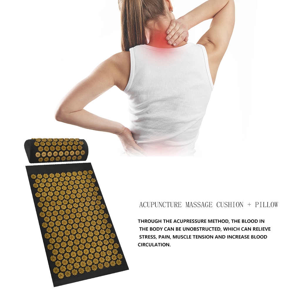 【cw】 Massage Mat Acupressure for Back Neck Needle Acupuncture Pad Pillow Set Kuznetsov Applicator Spike Massager