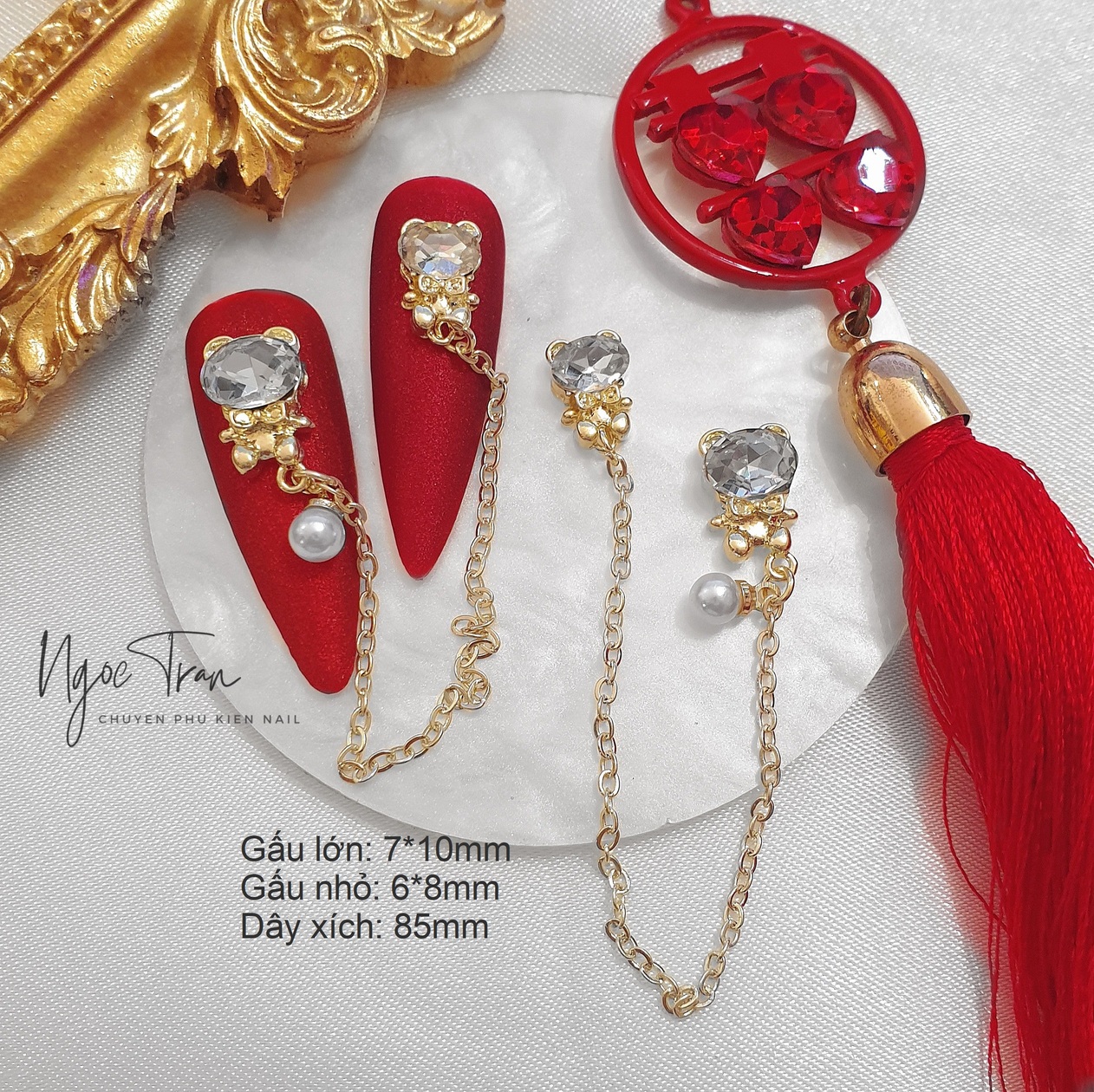Charm tết 2024 cao cấp đính móng | mèo chiêu tài & tiền vàng
