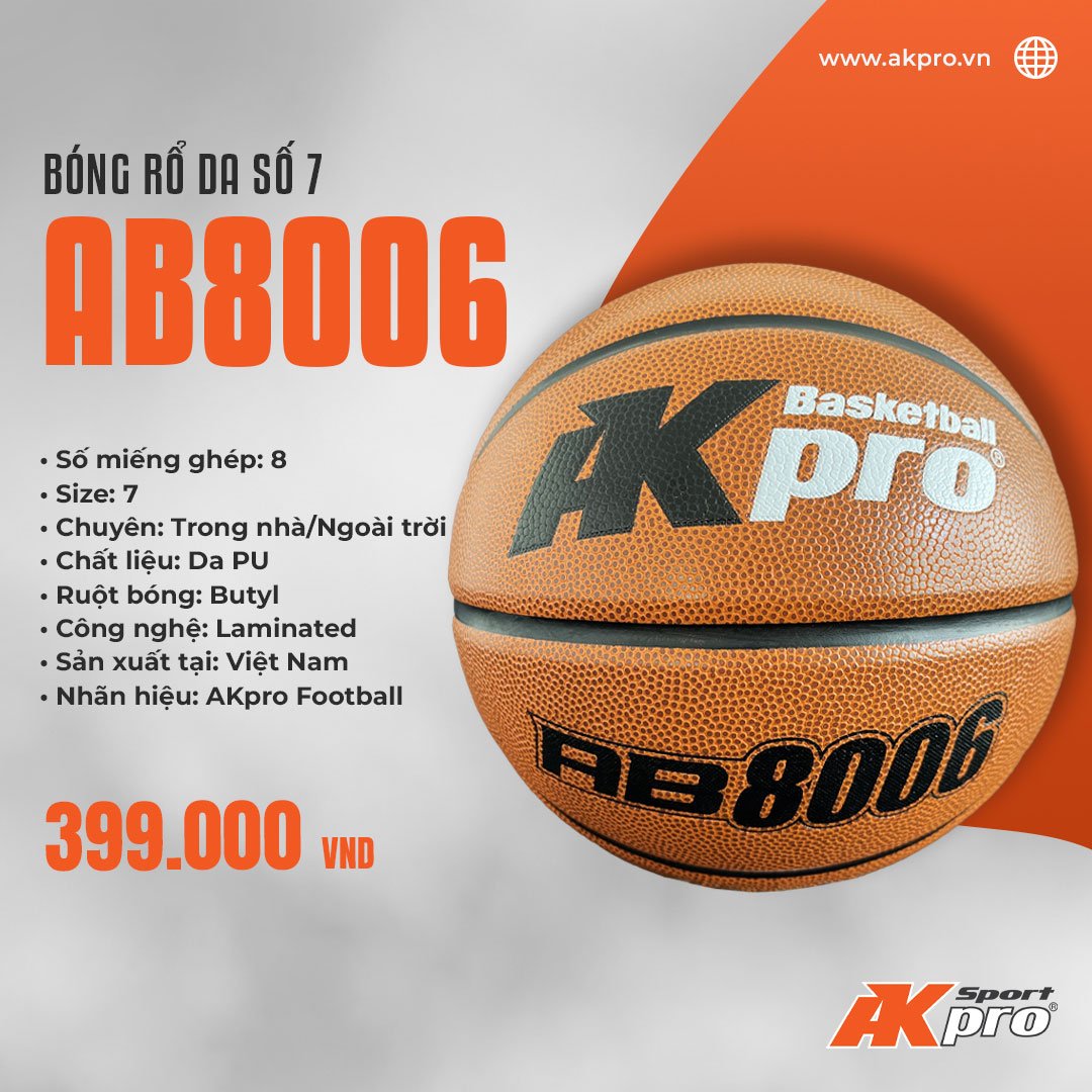 Bóng rổ da cao cấp AKpro AB8006 số 7