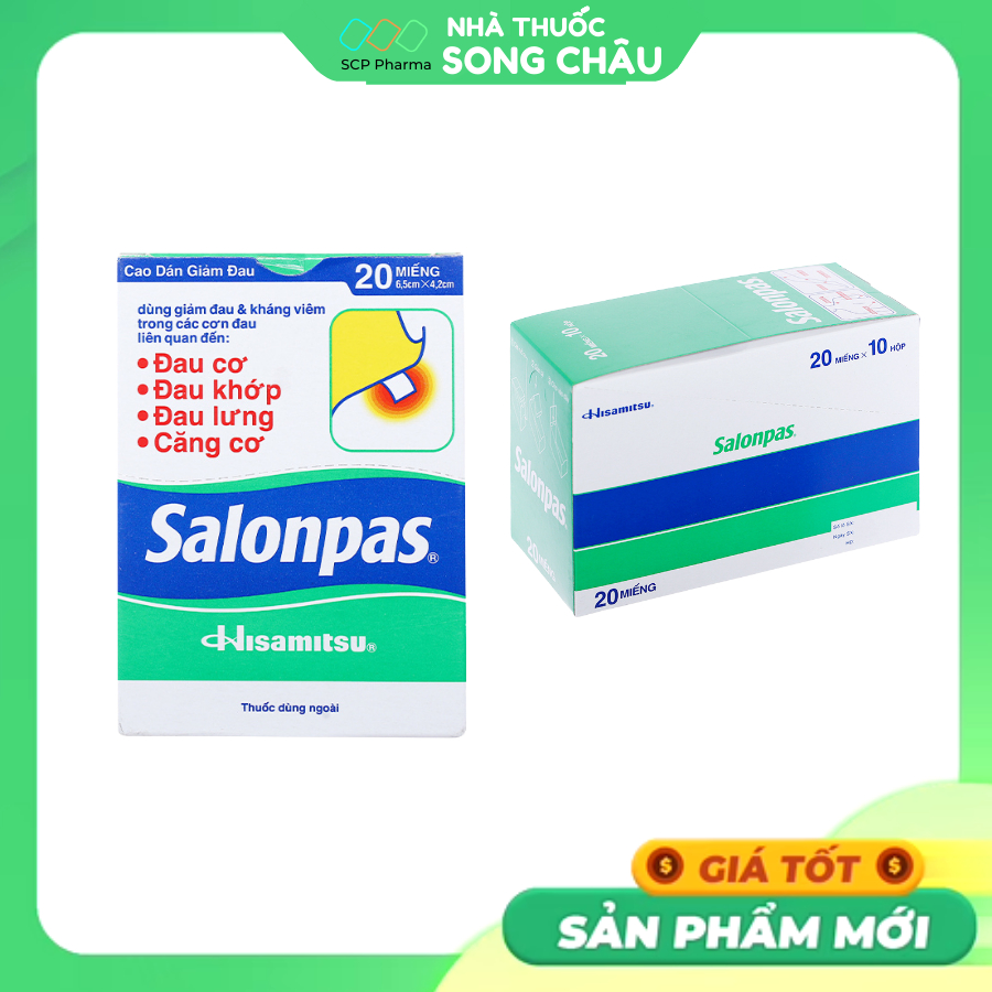 Cao dán SALONPAS hộp 10 miếng hoặc 20 miếng
