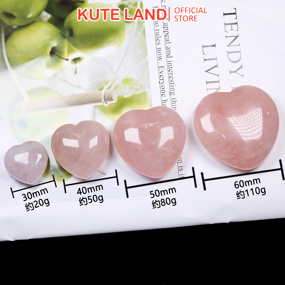 Đá trái tim rose quartz size siêu lớn 4-5 cm thanh tẩy năng lượng