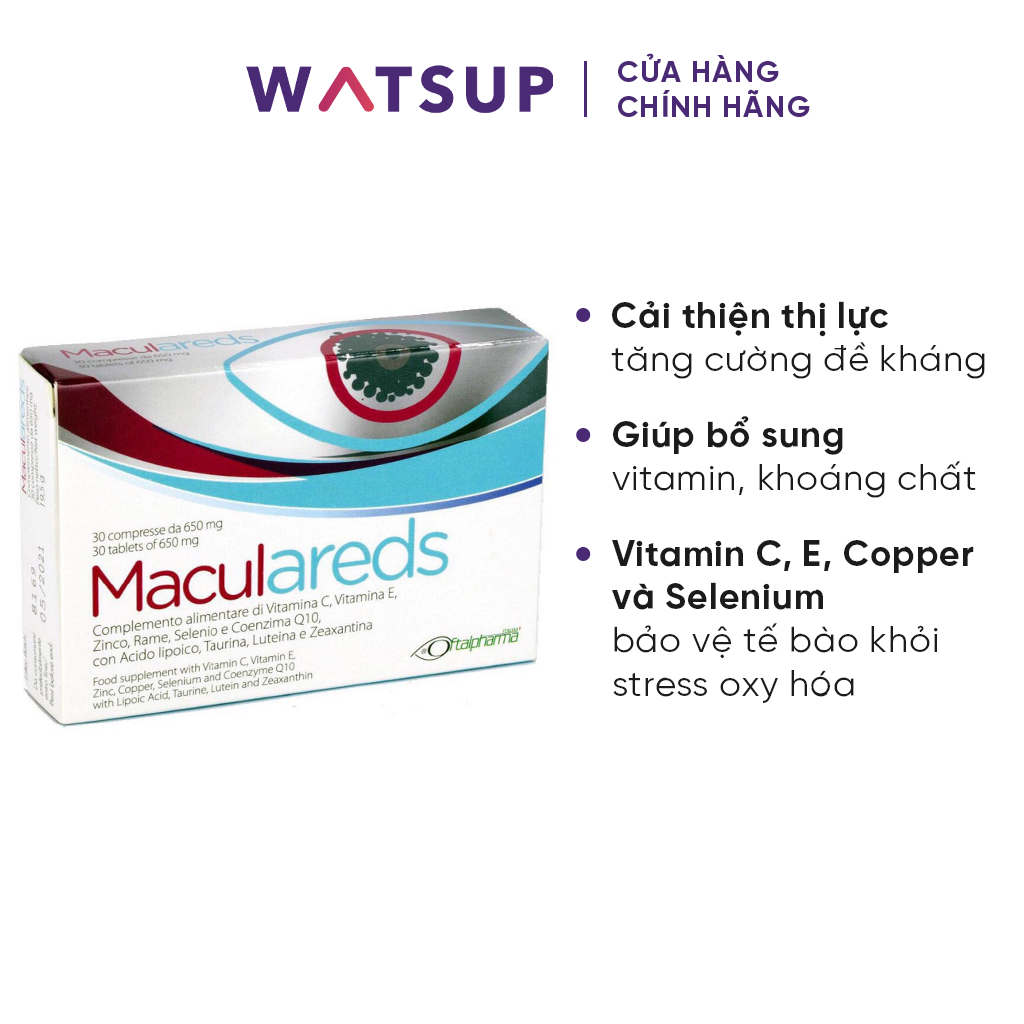 Maculareds 650mg Viên uống bổ mắt trẻ hoá thị lực (Hộp 30 viên)