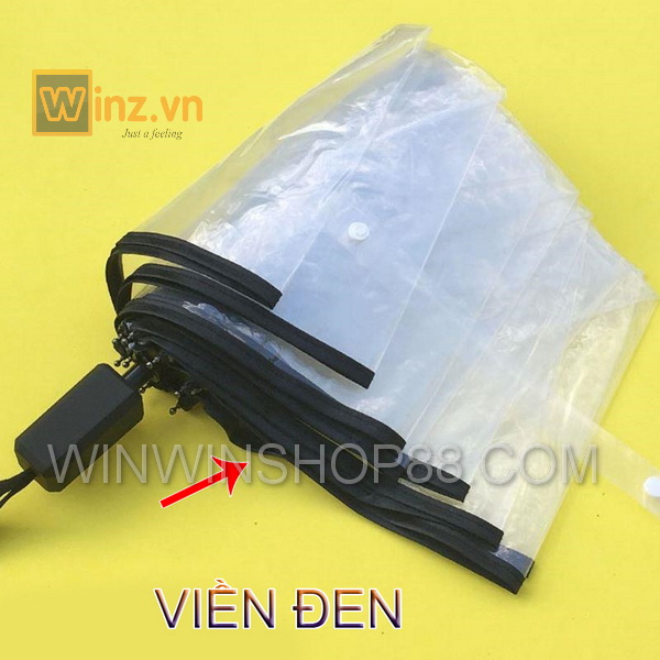 [FREESHIP MAX 15K][HCM]Dù gấp trong suốt siêu gọn (Viền Màu Đen)