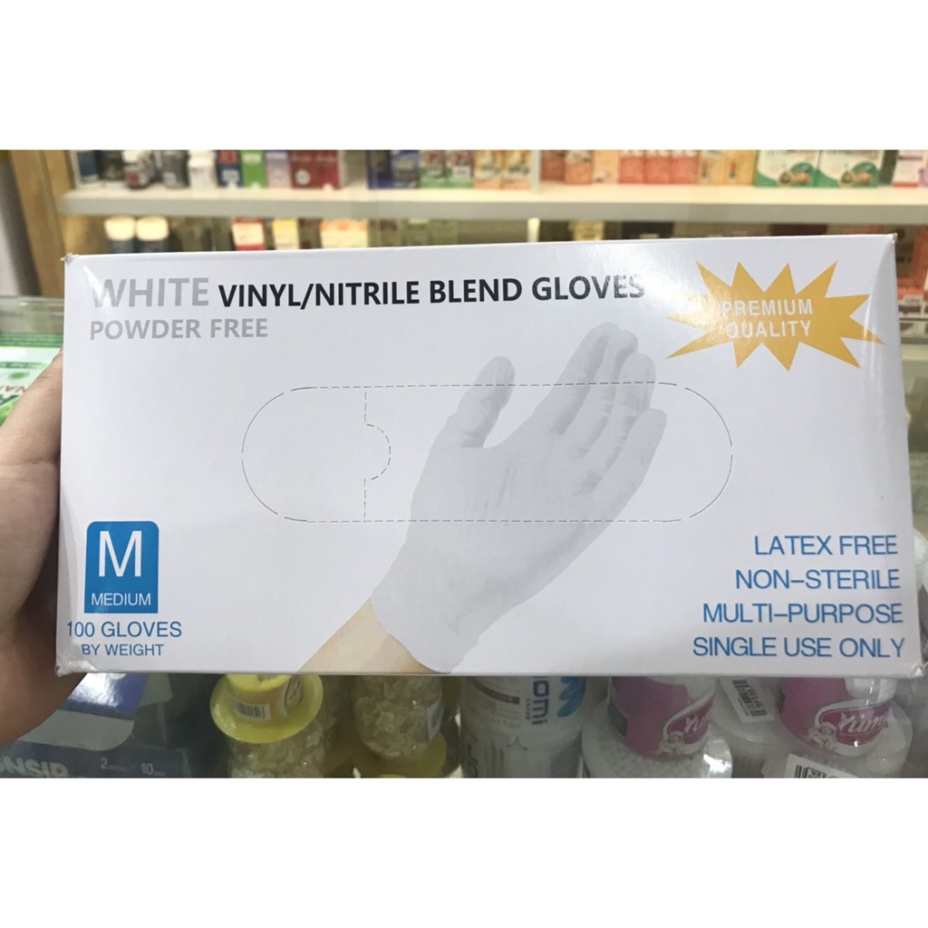 Găng tay Vinyl/Nitrile Không bột ( hộp 100 chiếc)