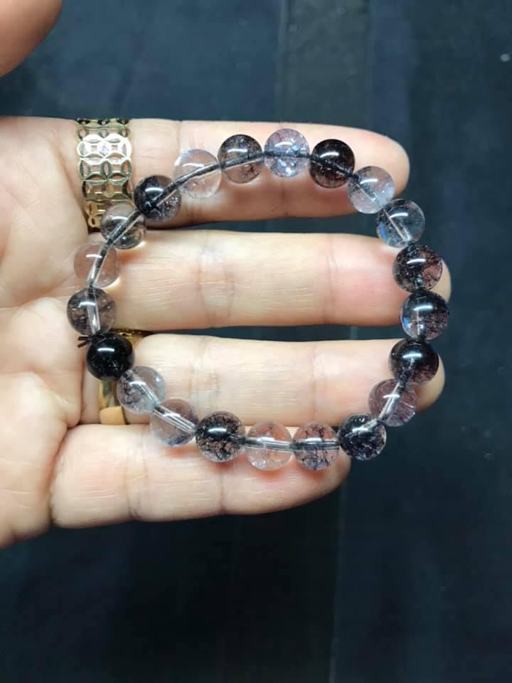 [HCM]VÒNG TAY THẠCH ANH ƯU LINH ĐEN 8LY