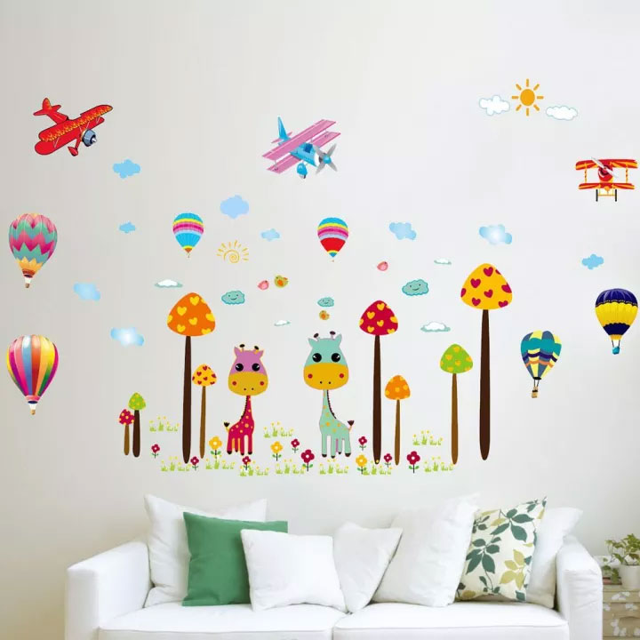Decal dán tường từ tiếng anh về loài vật cho bé Sticker Decal dán tường SK9084- Decal dán tường con vật -Decal dán tường hình thú