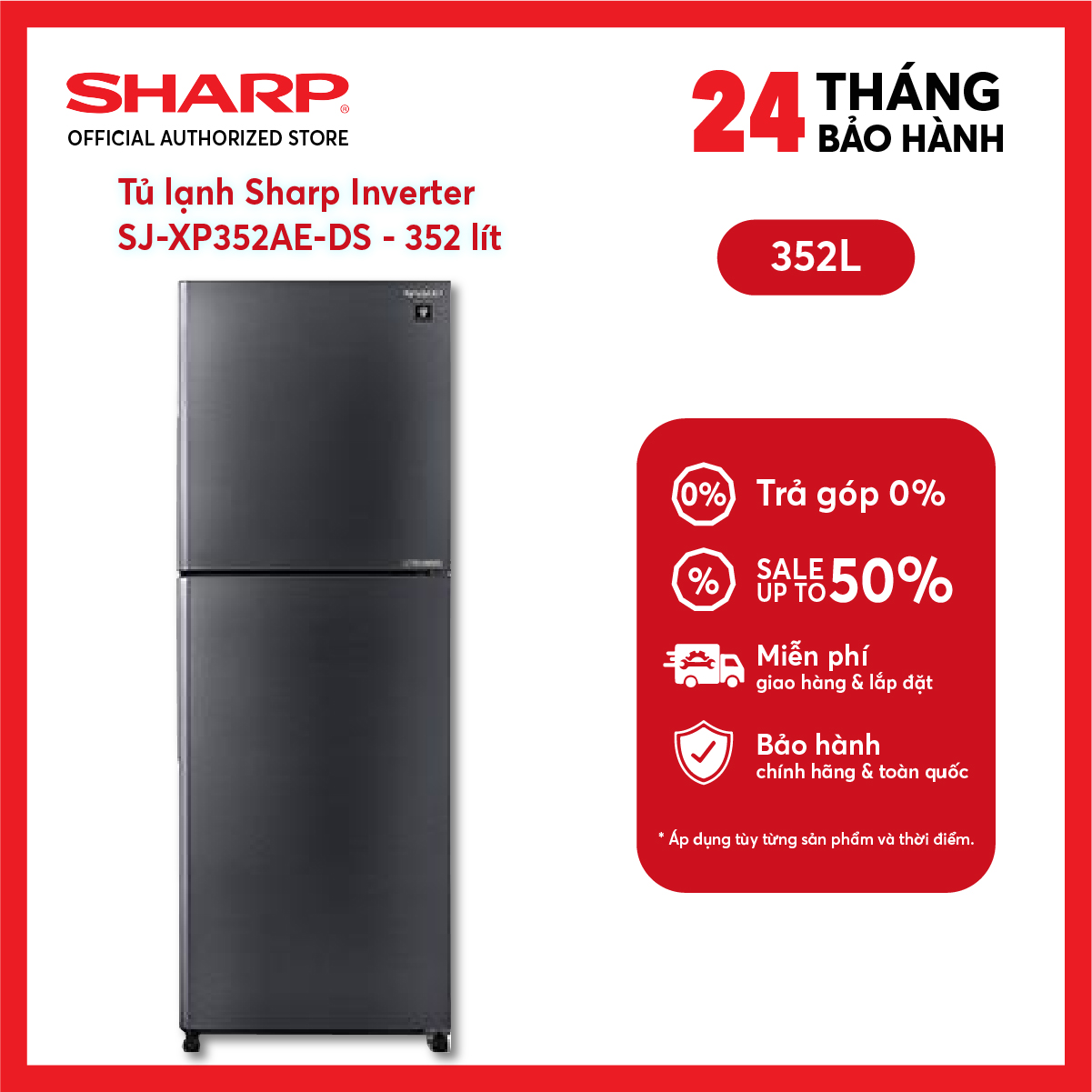 [MODEL 2026][FreeSHIP COD + Lắp Hà Nội] Tủ lạnh Sharp Inverter 247 lít SJ-X270V-DG/SJ-X270V-SL