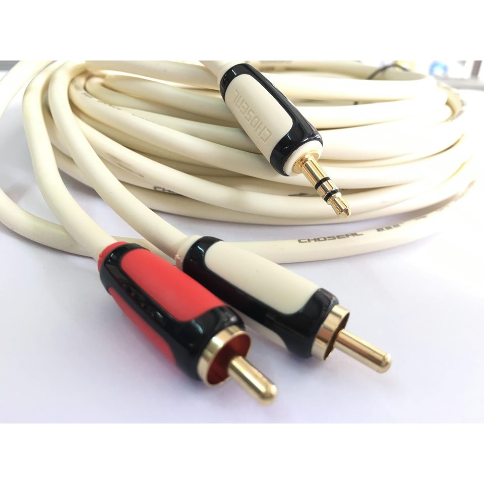 Dây tín hiệu choseal 1 đầu 3.5mm ra 2 đầu bông sen dài 10 mét - hàng nhập khẩu