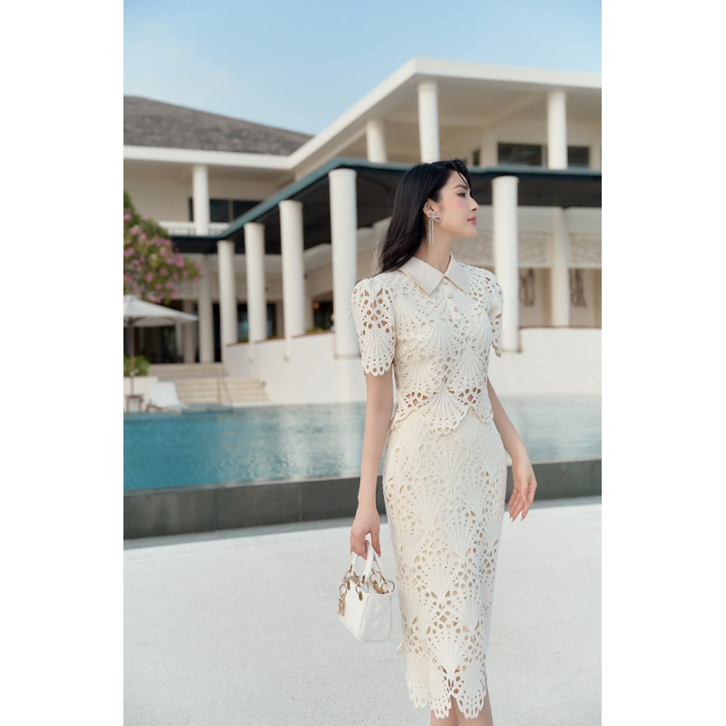 [Nhập mã LAZXuHuong05 giảm 70k/499k] SET REN PHỐI CỔ THANH LỊCH, TIỂU THƯ - CHARMY SET BY ESTRANO