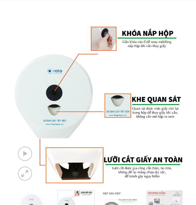 Hộp Đựng Giấy Vệ Sinh Cuộn Lớn Roto3203A | RT3203A