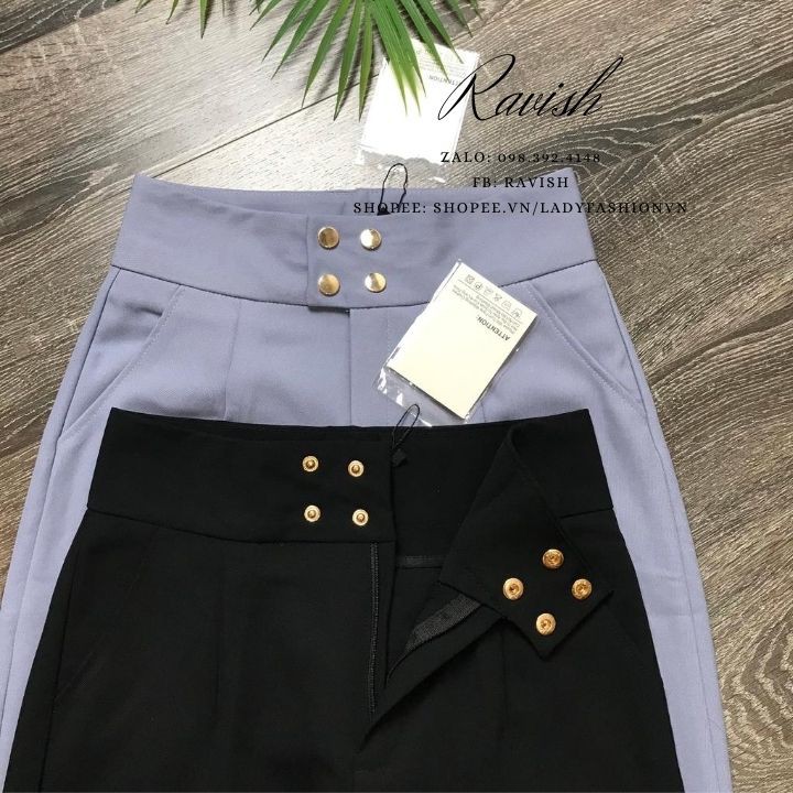 Quần baggy nữ 4 cúc bấm