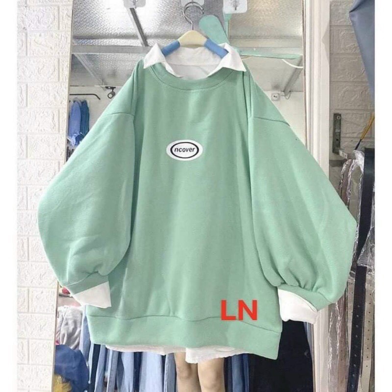 Áo khoác nỉ sweater form cánh dơi tay phồng chất nỉ dày dặn