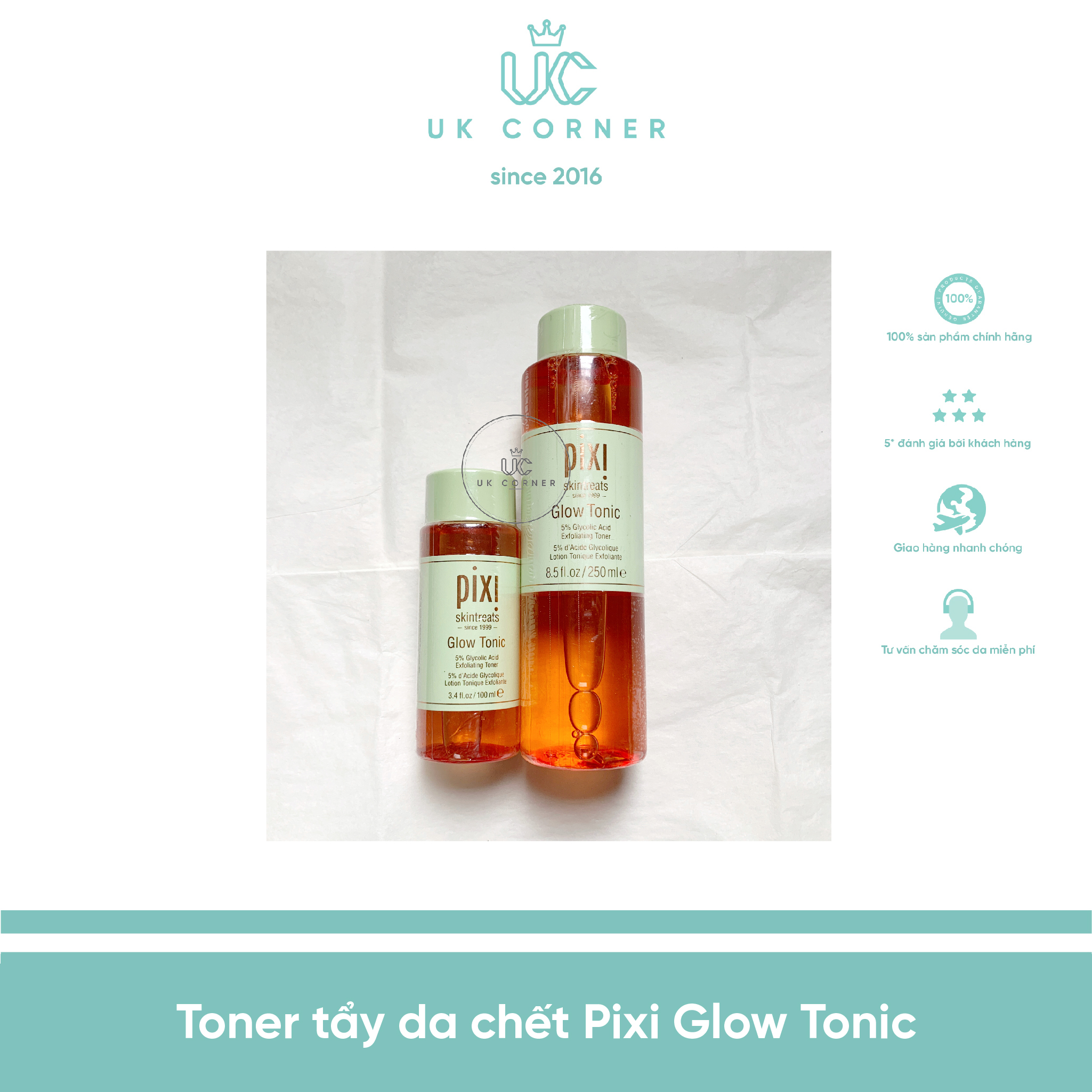 Toner tẩy da chết Pixi Glow Tonic (100ml/250ml)