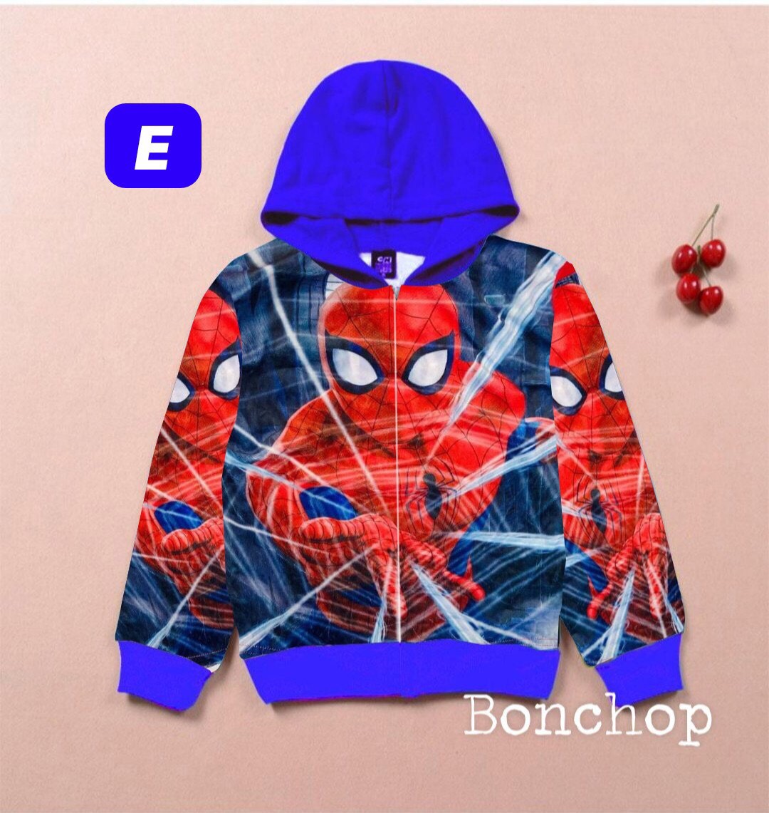 [Hàng shop-sẵn]Áo Khoác Bé Trai 1 tuổi-2 tuổi , 11-14kg  Người Nhện Siêu Nhân Marvel (Có Túi 2 bên) LAKT01