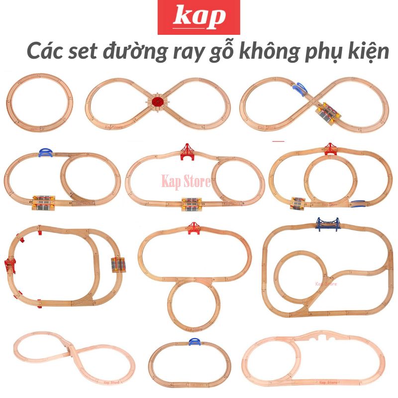 [HCM]Các set đường ray xe lửa gỗ (không gồm xe và phụ kiện trang trí)