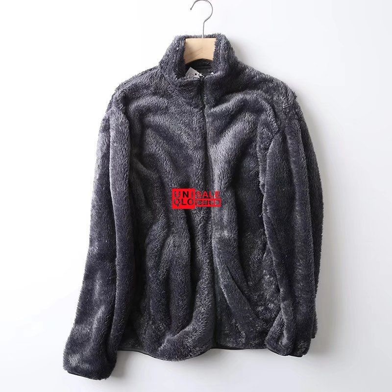 Uniqlo/UNIQLO autumn and winter plush polar fleece zipper jacket warm stand-up collar furry jacket