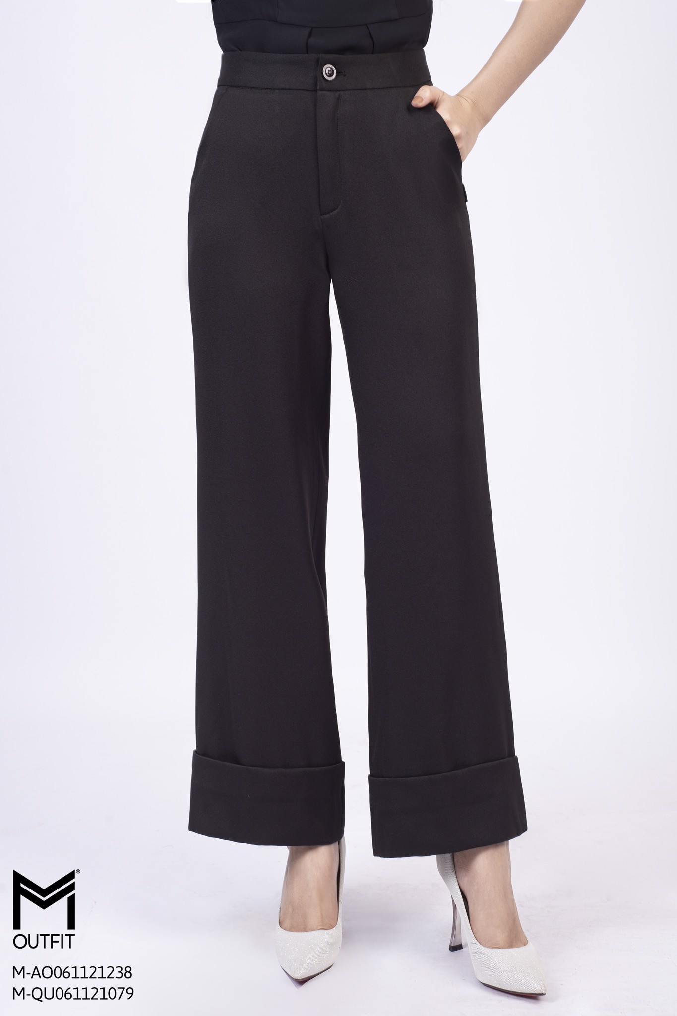 Quần ống rộng, gấu loe nhẹ, gấp gấu - mmoutfit
