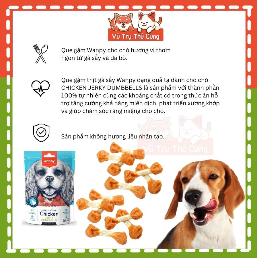 Snack dinh dưỡng cho Chó Wanpy 100g, Xương gặm bổ sung canxi, giúp chó sạch răng