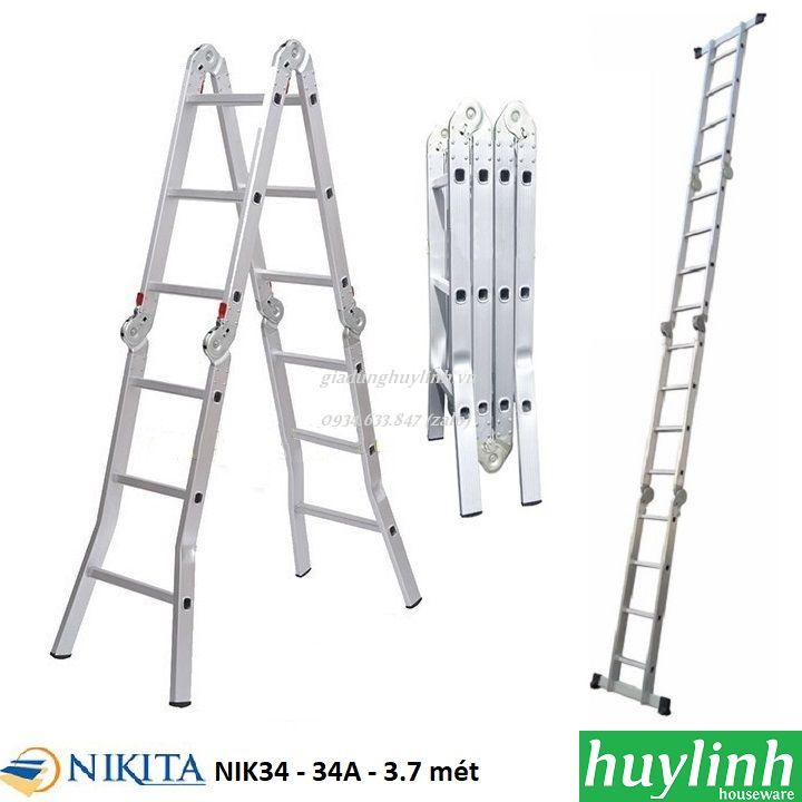 [HCM]Thang nhôm gấp 4 đoạn 3 bậc Nikita NIK34 - 3.7 mét