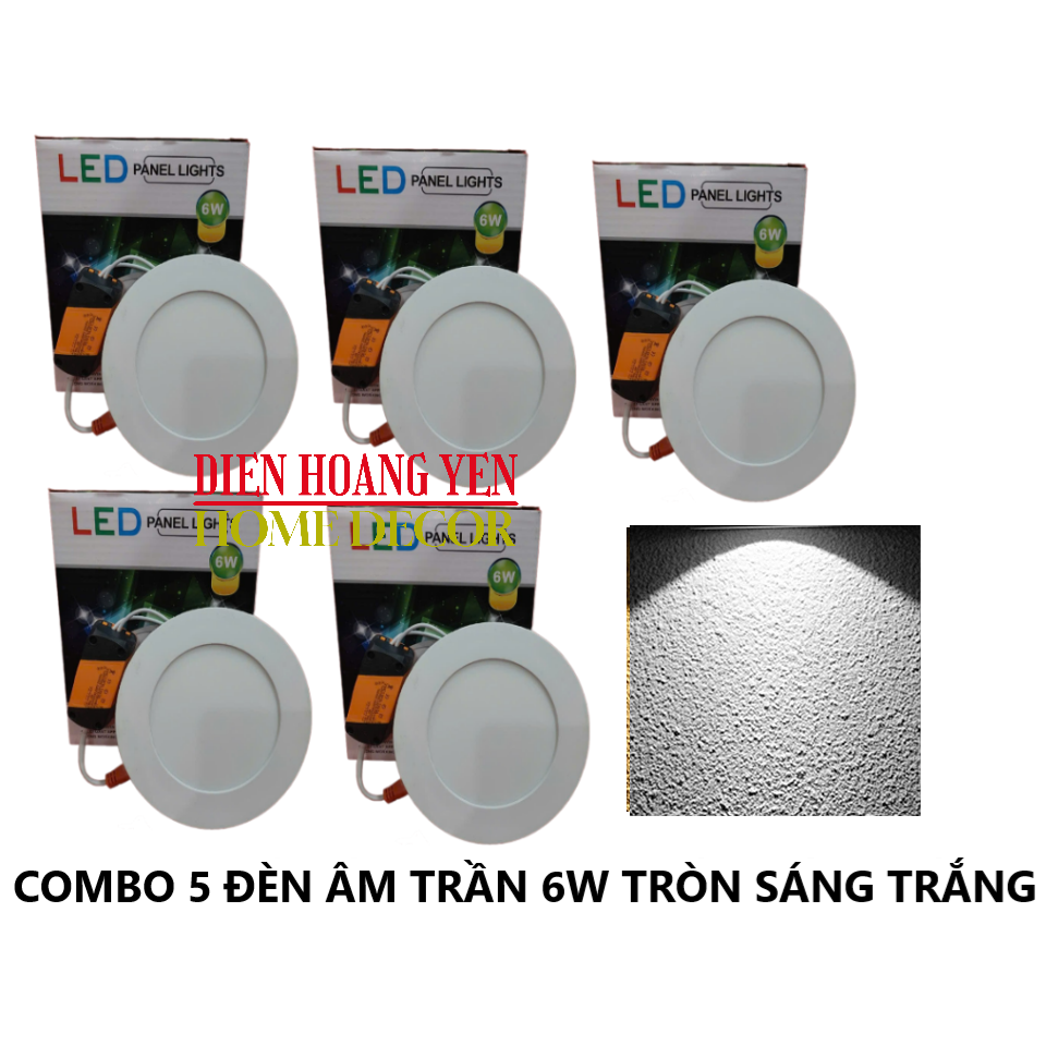 Bộ 05 đèn LED âm trần siêu mỏng 6w khoét lỗ 100mm