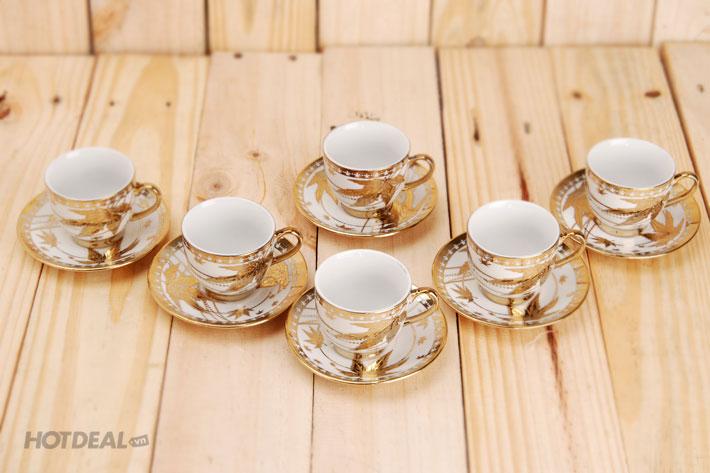 BỘ TÁCH TRÀ HOA VĂN NHŨ VÀNG