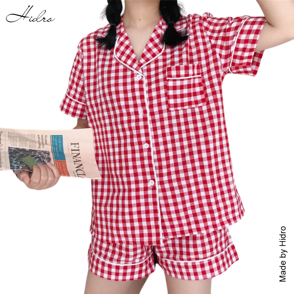 HIDRO Bộ ngủ pijama kẻ caro