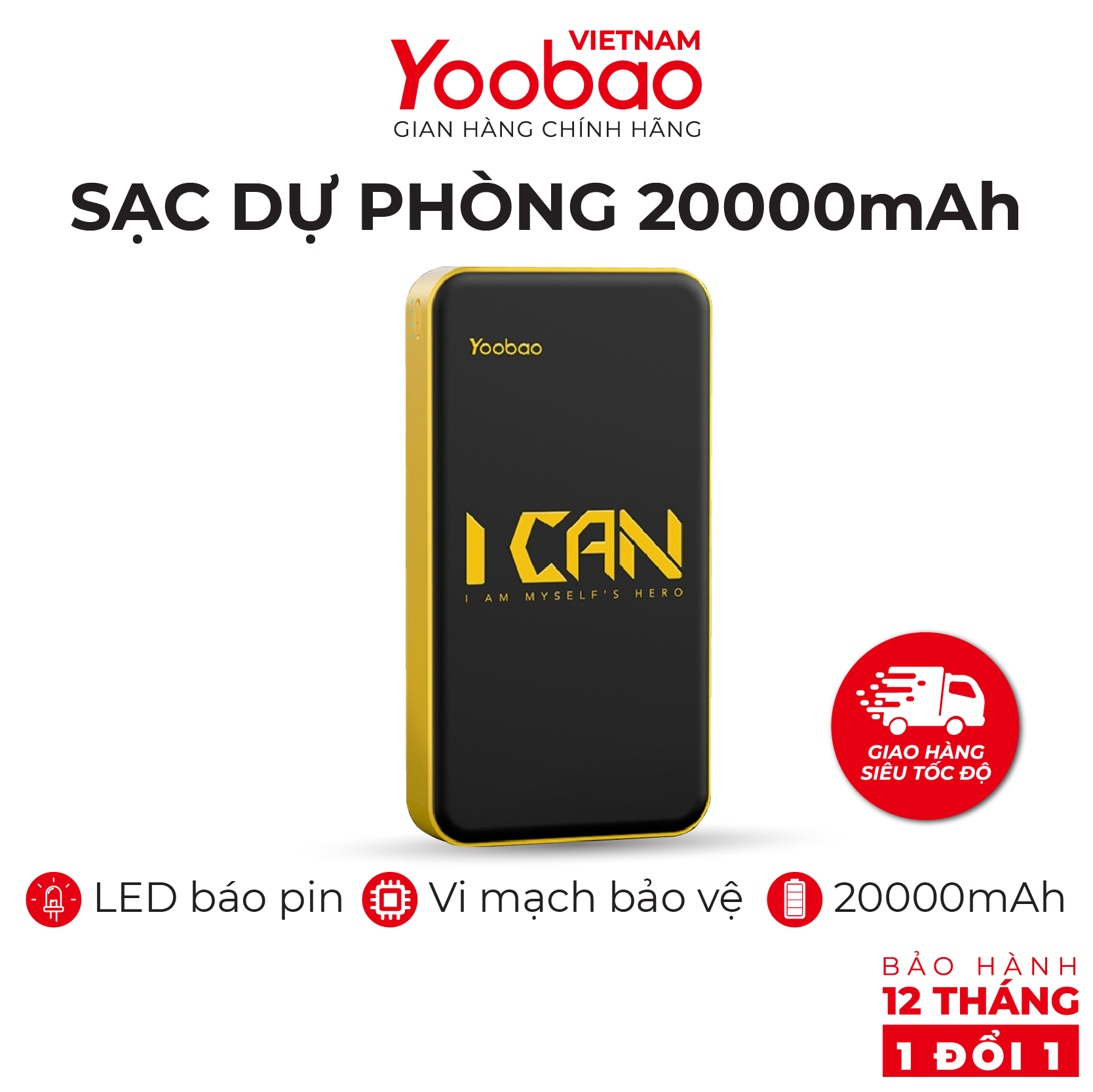 Sạc dự phòng 20000mAh Yoobao S8 PLUS Tặng kèm túi đựng PIN - Hàng phân phối chính hãng - Bảo hành 12 tháng 1 đổi 1