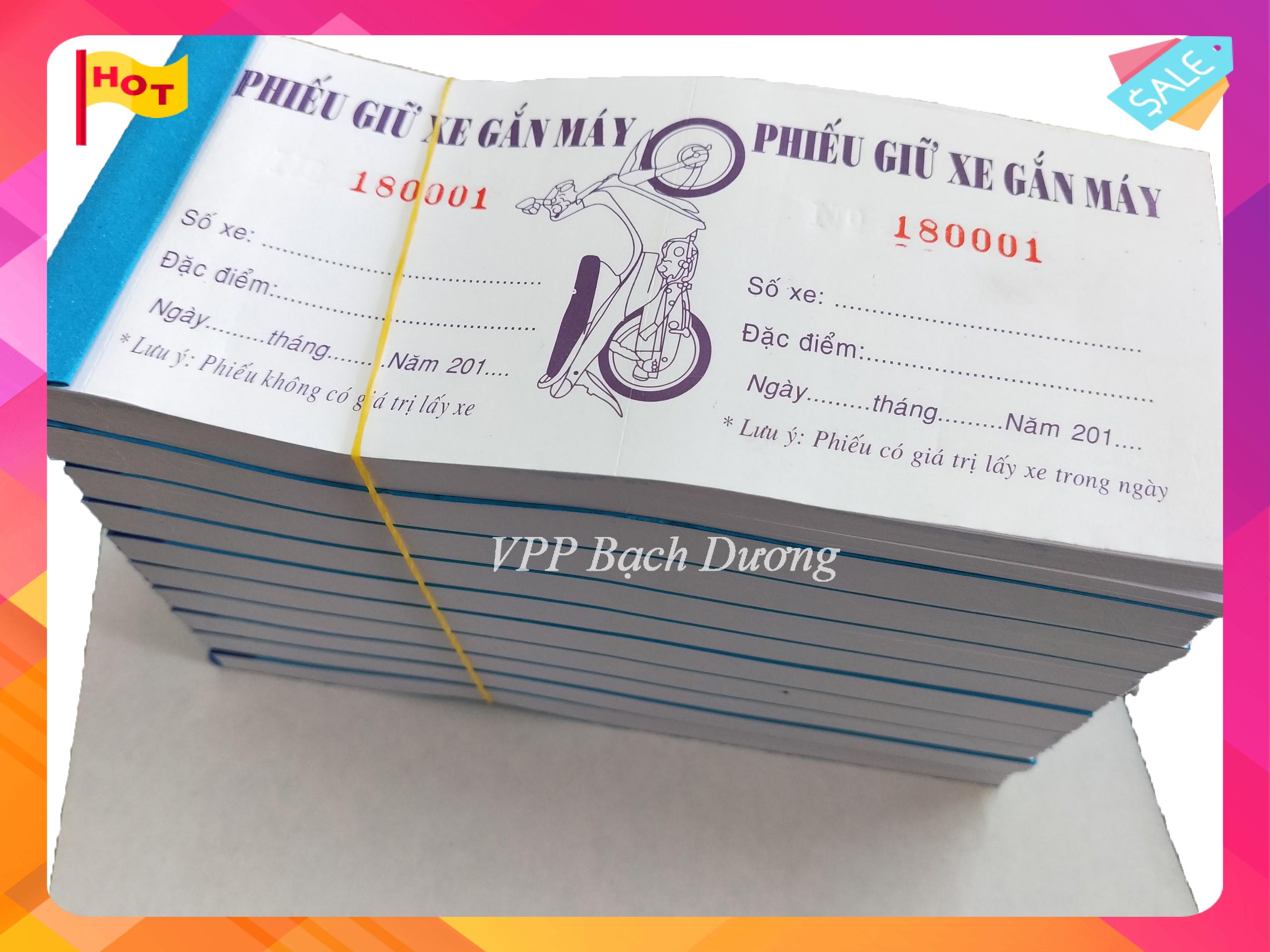 Phiếu Giữ Xe Máy Lớn - 10 cuốn- Phiếu Gửi Xe Máy Lớn