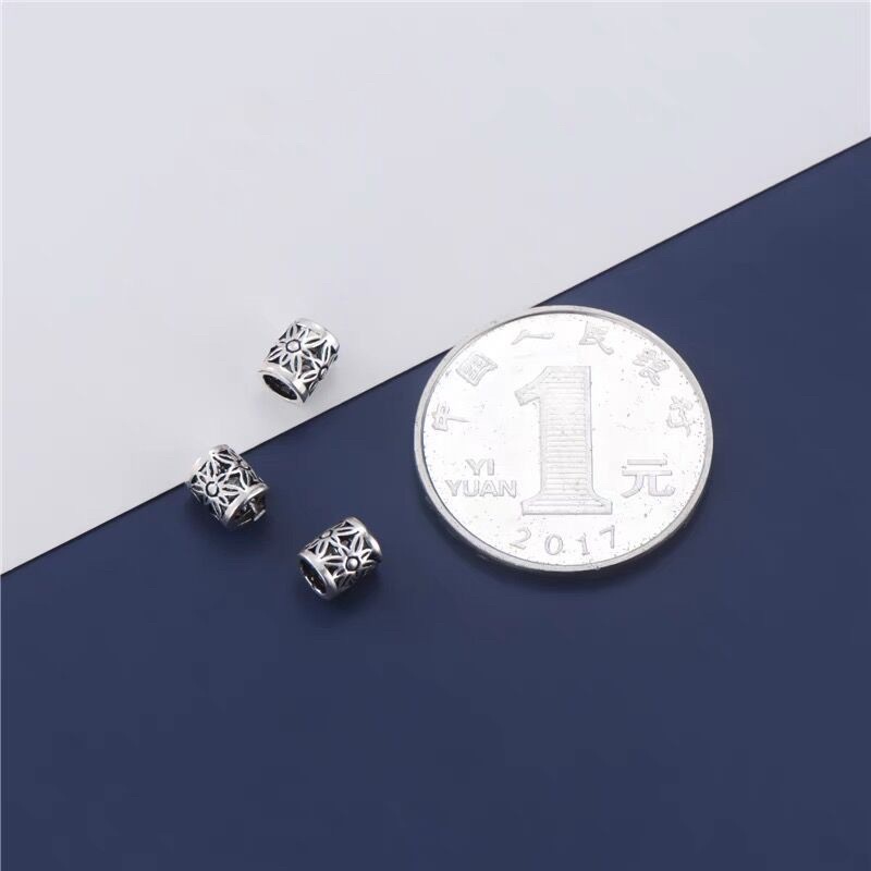 [S925] Charm bạc trụ ống kẻ cờ - MH224