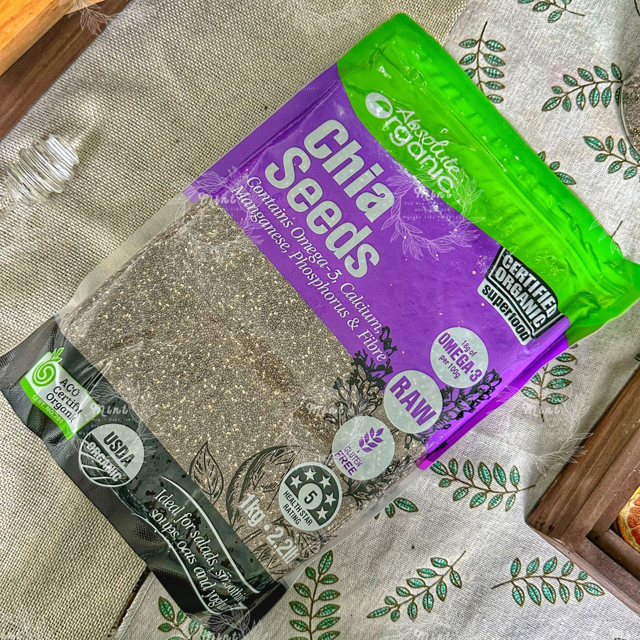 Hạt Chia Úc Absolute Chuẩn Organic (Hạt Chia Tím - Chia Seed - Hạt Salvia) - Túi 1kg