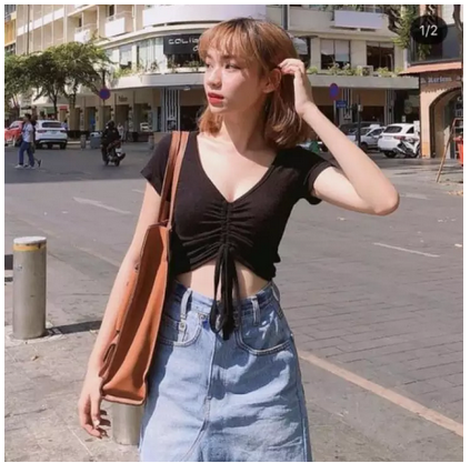 Áo Croptop Tay ngắn rút dây