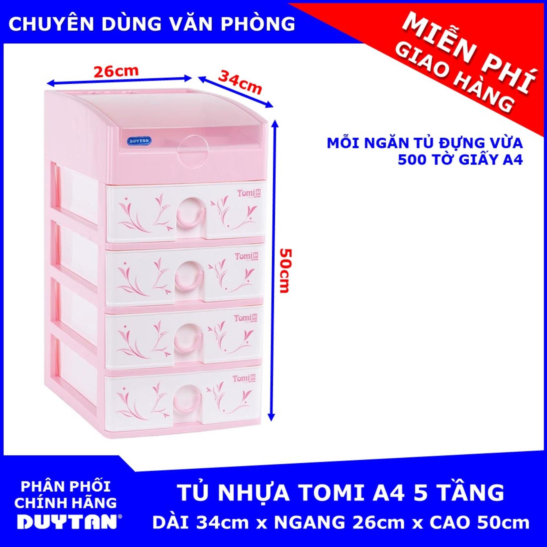 Tủ nhựa Duy Tân TOMI A4 5 tầng (Hồng) chuyên dụng đựng vừa khổ giấy A4