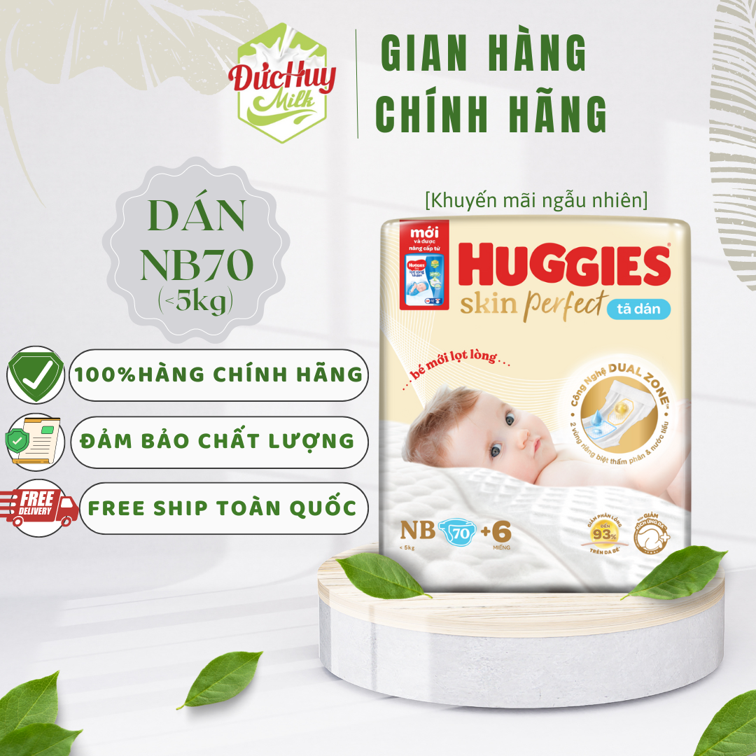 "Tã Dán Huggies Skinperfect M76/XL62 /XXL56 (Hàng tặng kèm tùy từng thời điểm khuyến mãi)