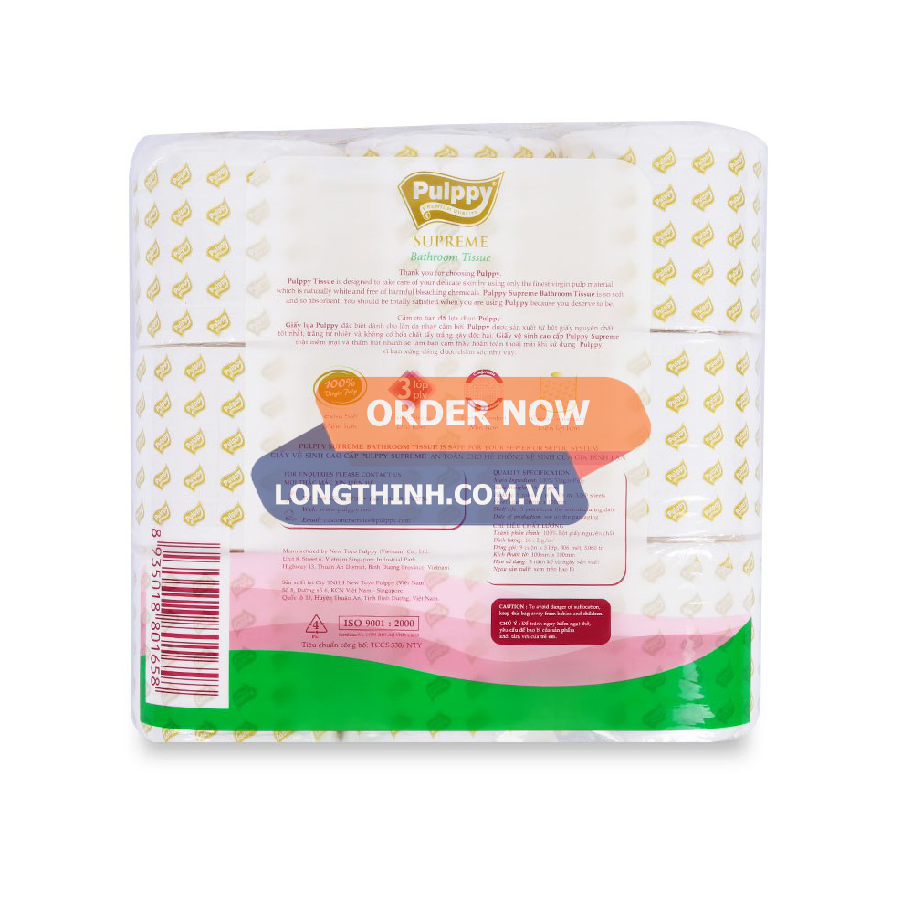 [HCM]Giấy Lụa Cuộn Pulppy Supreme 9 cuộn 3 lớp