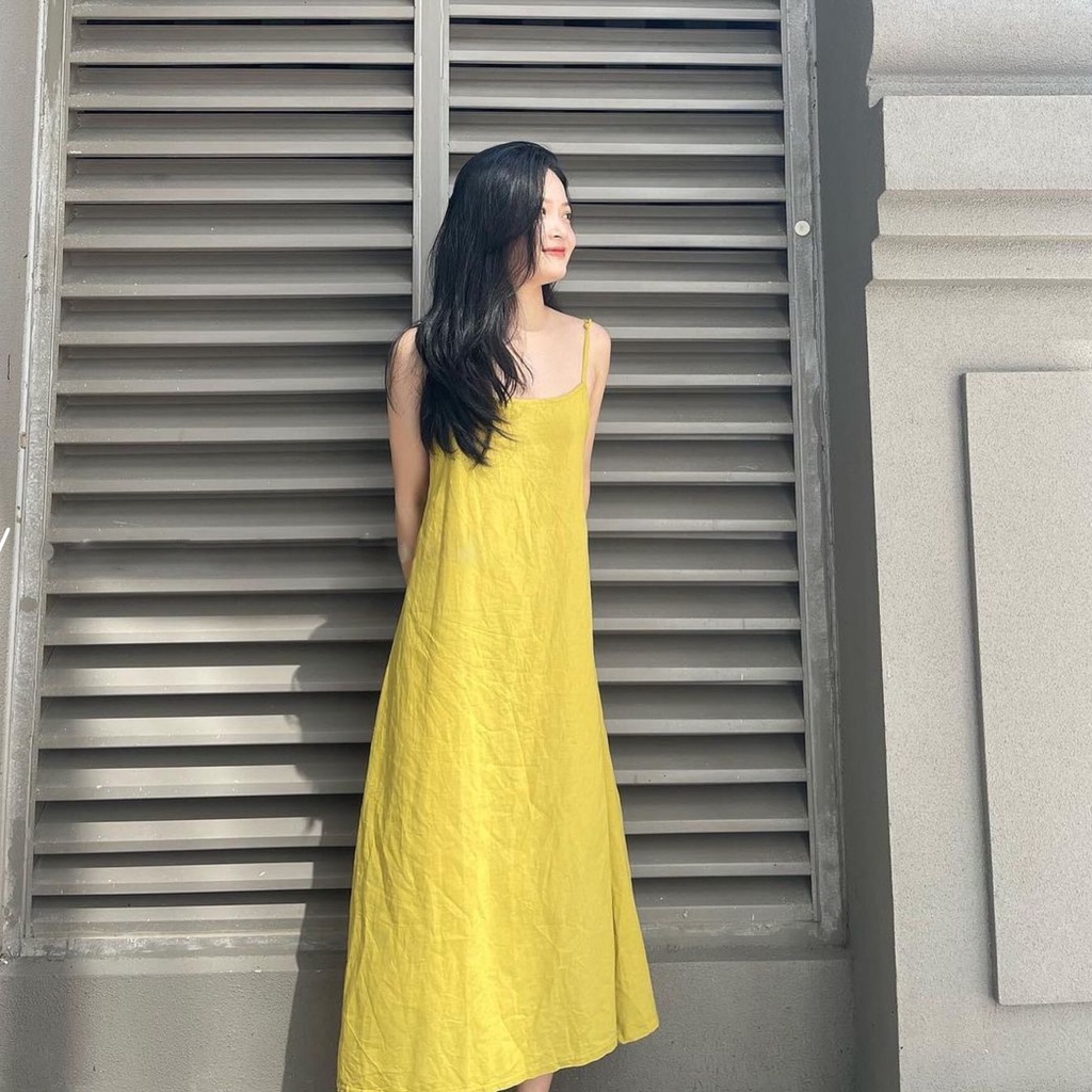 Mua Đầm suông nữ Đũi Việt thiết kế 2 túi sườn tay ngắn rút eo, chất vải đũi  mềm mát phong cách ulzzang Hàn Quốc DV70 - Nâu - XL tại ĐŨI