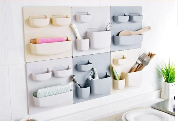 Combo Bộ 4 kệ dán tường, dán tủ lạnh tiện dụng
