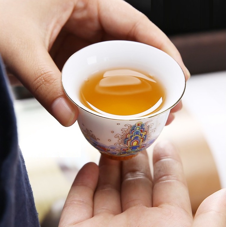 Chén sứ Cảnh Đức, sứ Bạch Định thấu quang 50-70ml
