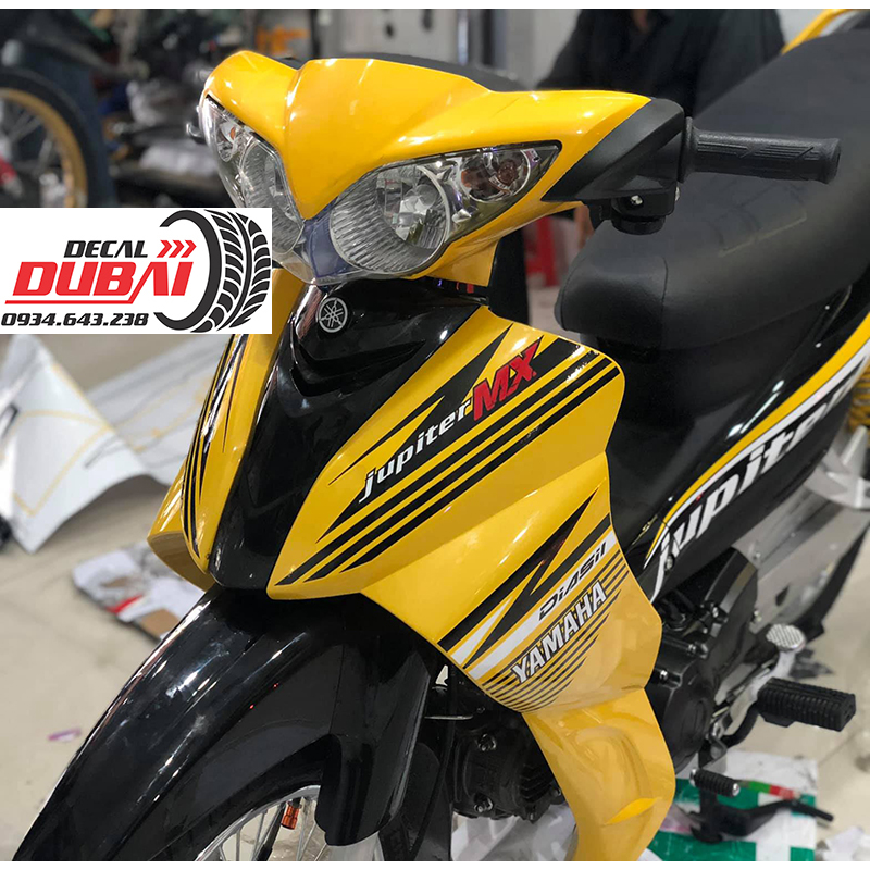 Tem trùm Dán Xe Jupiter V, Mx Đen Vàng
